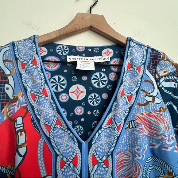 Gretchen Scott Jersey Bordertown Ditto Dress Imari Equestrian Scarf Nautical S - Picture 7 of 14